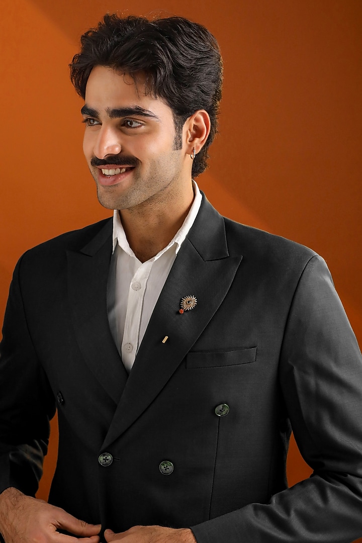 Oxidised Antique Gold Brass Mahadev Third Eye Lapel Pin by Cosa Nostraa at Pernia's Pop Up Shop