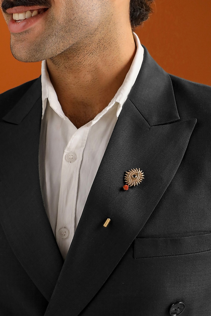 Oxidised Antique Gold Brass Mahadev Third Eye Lapel Pin by Cosa Nostraa at Pernia's Pop Up Shop
