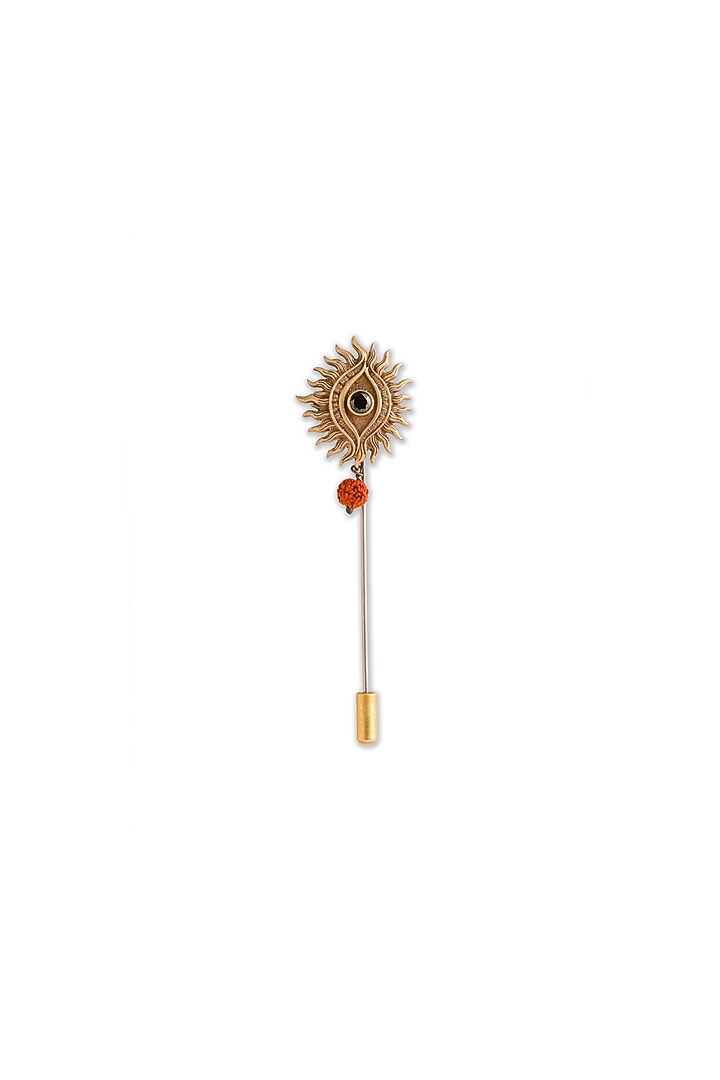 Oxidised Antique Gold Brass Mahadev Third Eye Lapel Pin by Cosa Nostraa at Pernia's Pop Up Shop