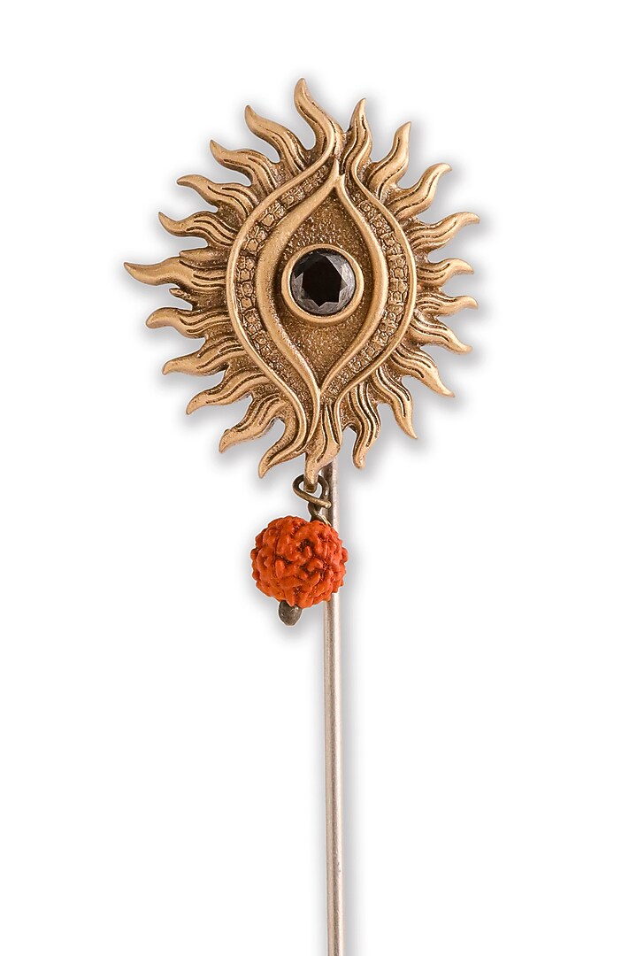 Oxidised Antique Gold Brass Mahadev Third Eye Lapel Pin by Cosa Nostraa at Pernia's Pop Up Shop
