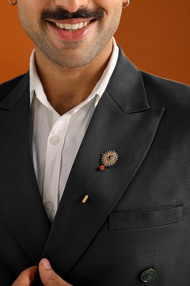 Oxidised Antique Gold Brass Brooch & Lapel Pin Gift Set by Cosa Nostraa at Pernia's Pop Up Shop