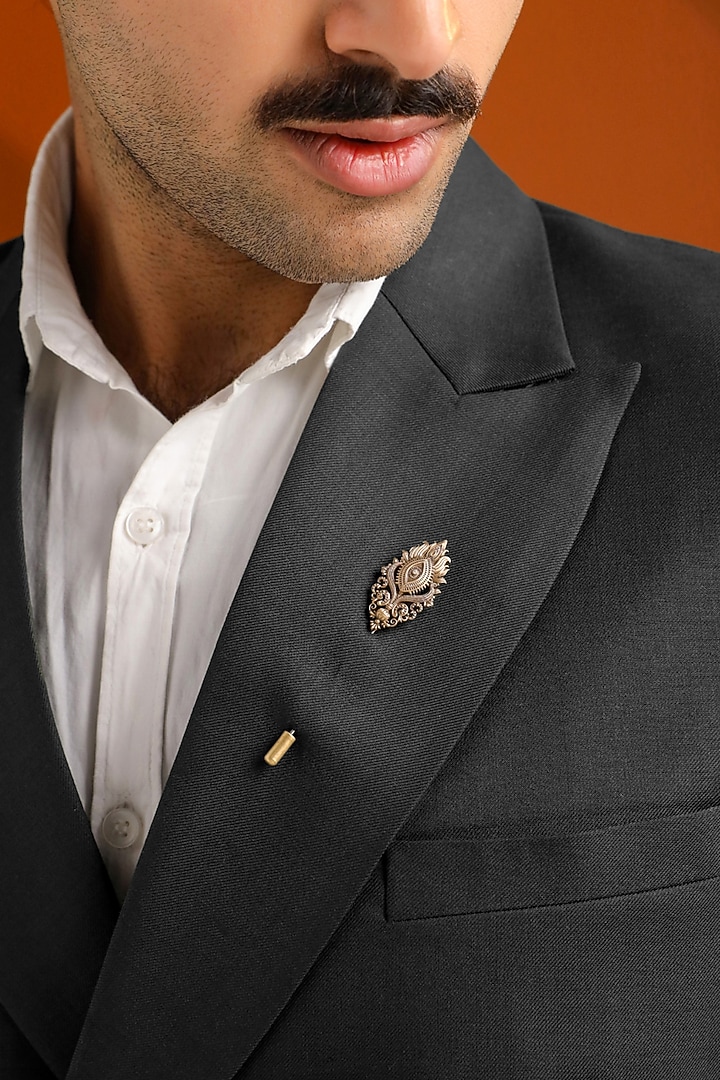 Oxidised Antique Gold Brass Brooch & Lapel Pin Gift Set by Cosa Nostraa at Pernia's Pop Up Shop