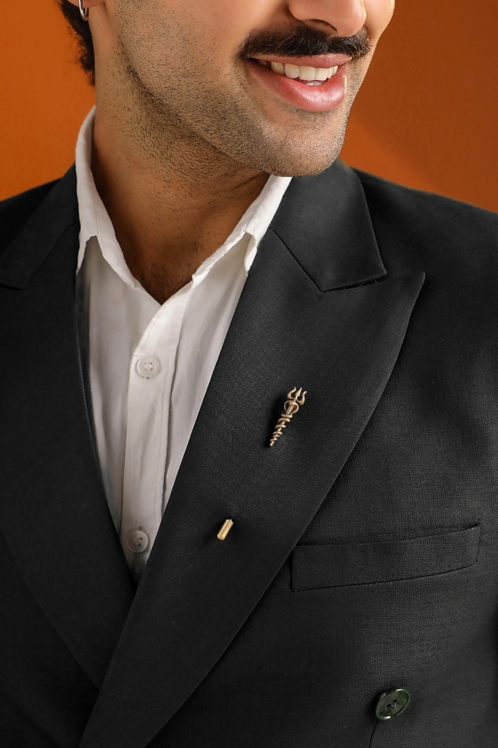 Oxidised Antique Gold Brass Brooch & Lapel Pin Gift Set by Cosa Nostraa at Pernia's Pop Up Shop