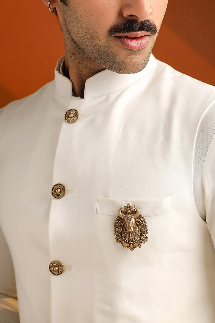 Oxidised Antique Gold Brass Lapel Pin & Brooches Gift Set by Cosa Nostraa at Pernia's Pop Up Shop