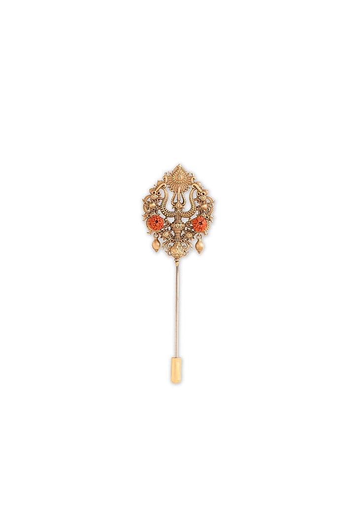 Oxidised Antique Gold Brass Brooch & Lapel Pin Gift Set by Cosa Nostraa at Pernia's Pop Up Shop