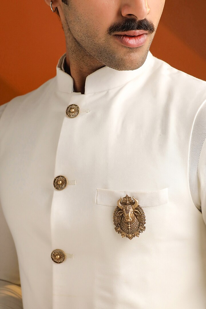 Oxidised Antique Gold Brass Lapel Pin & Brooches Gift Set by Cosa Nostraa at Pernia's Pop Up Shop