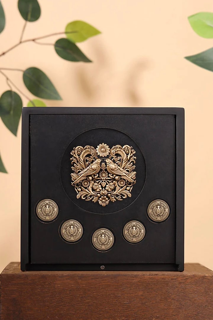 Antique Gold Finish Brass Brooch & Buttons (Set Of 6) by Cosa Nostraa at Pernia's Pop Up Shop