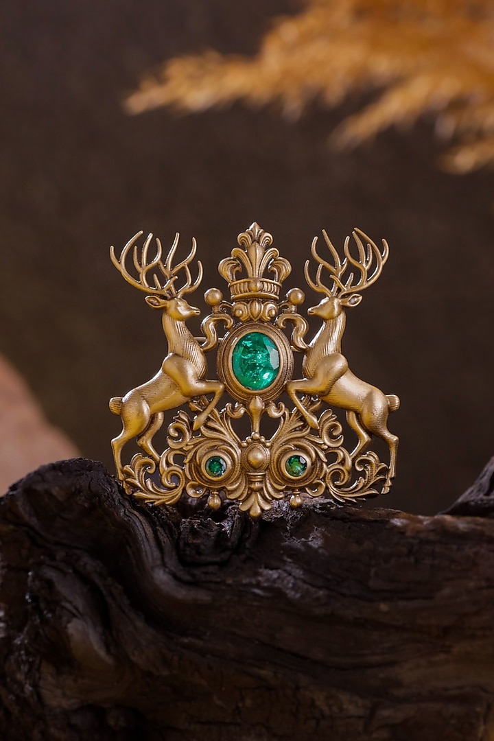 Oxidised Antique Gold Brass Brooch by Cosa Nostraa at Pernia's Pop Up Shop