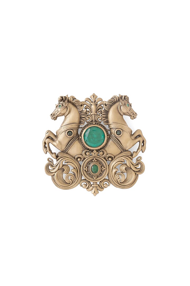 Oxidised Antique Gold Brass Brooch by Cosa Nostraa at Pernia's Pop Up Shop
