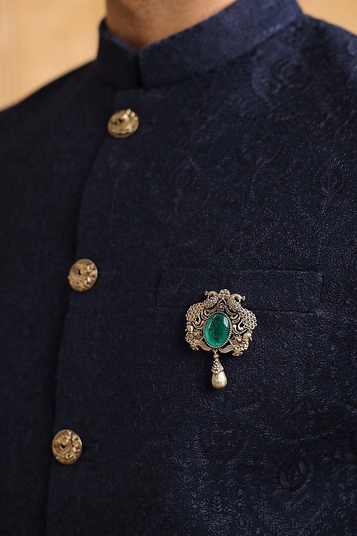 Oxidised Antique Gold Finish Brass Brooch by Cosa Nostraa at Pernia's Pop Up Shop