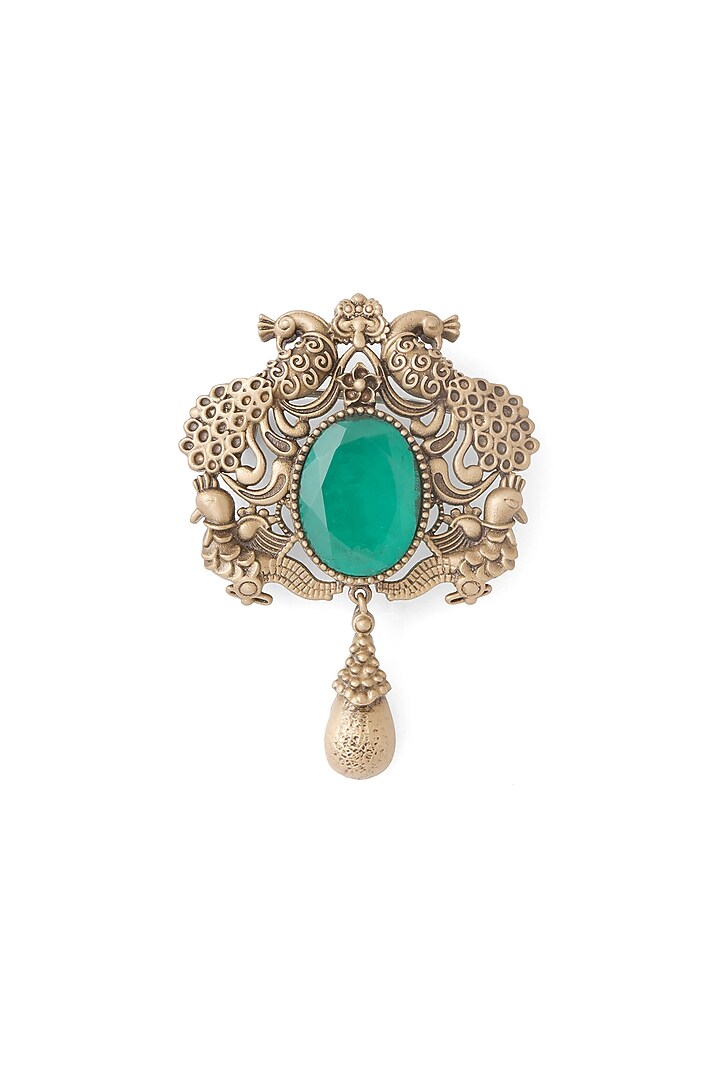 Oxidised Antique Gold Finish Brass Brooch by Cosa Nostraa at Pernia's Pop Up Shop