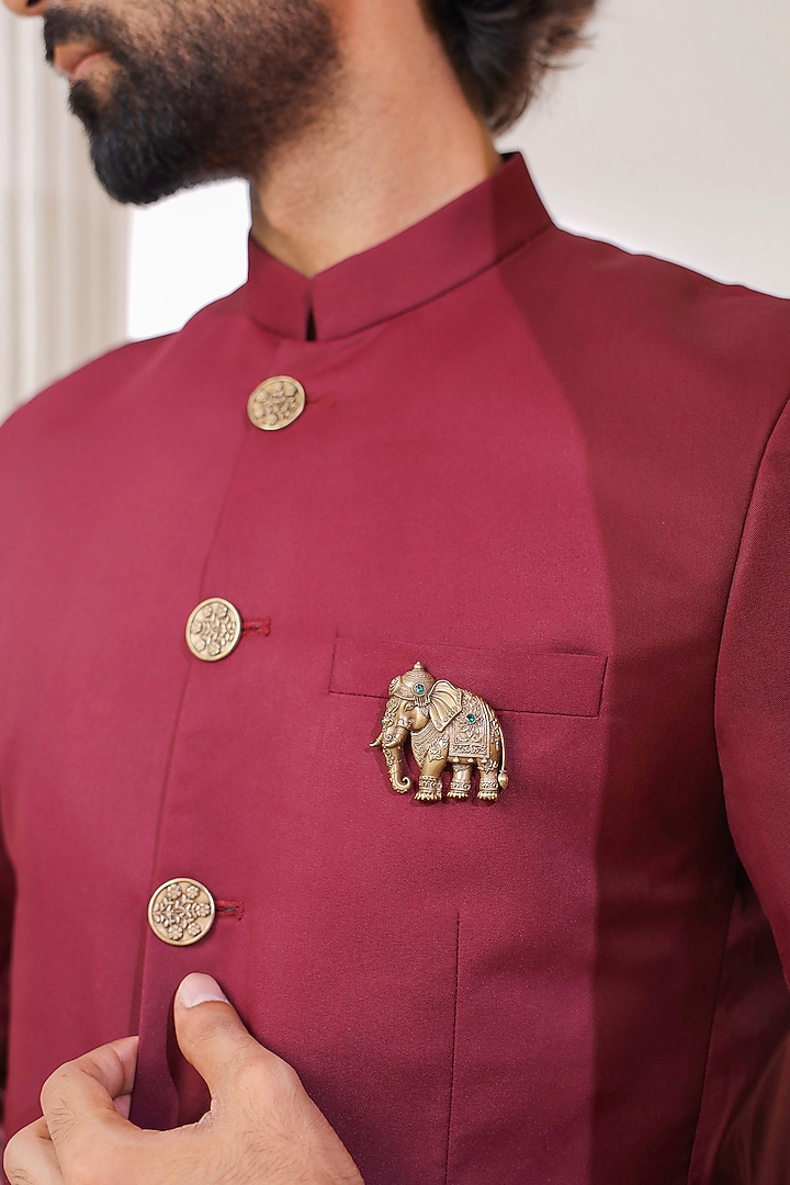 Oxidised Antique Gold Finish Brass Brooch by Cosa Nostraa at Pernia's Pop Up Shop