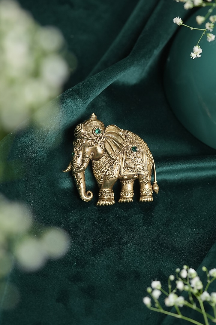 Oxidised Antique Gold Finish Brass Brooch by Cosa Nostraa at Pernia's Pop Up Shop