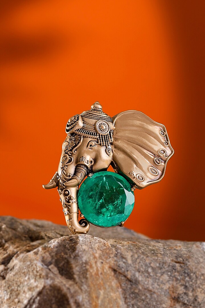 Oxidised Antique Gold Finish Brass Brooch by Cosa Nostraa at Pernia's Pop Up Shop
