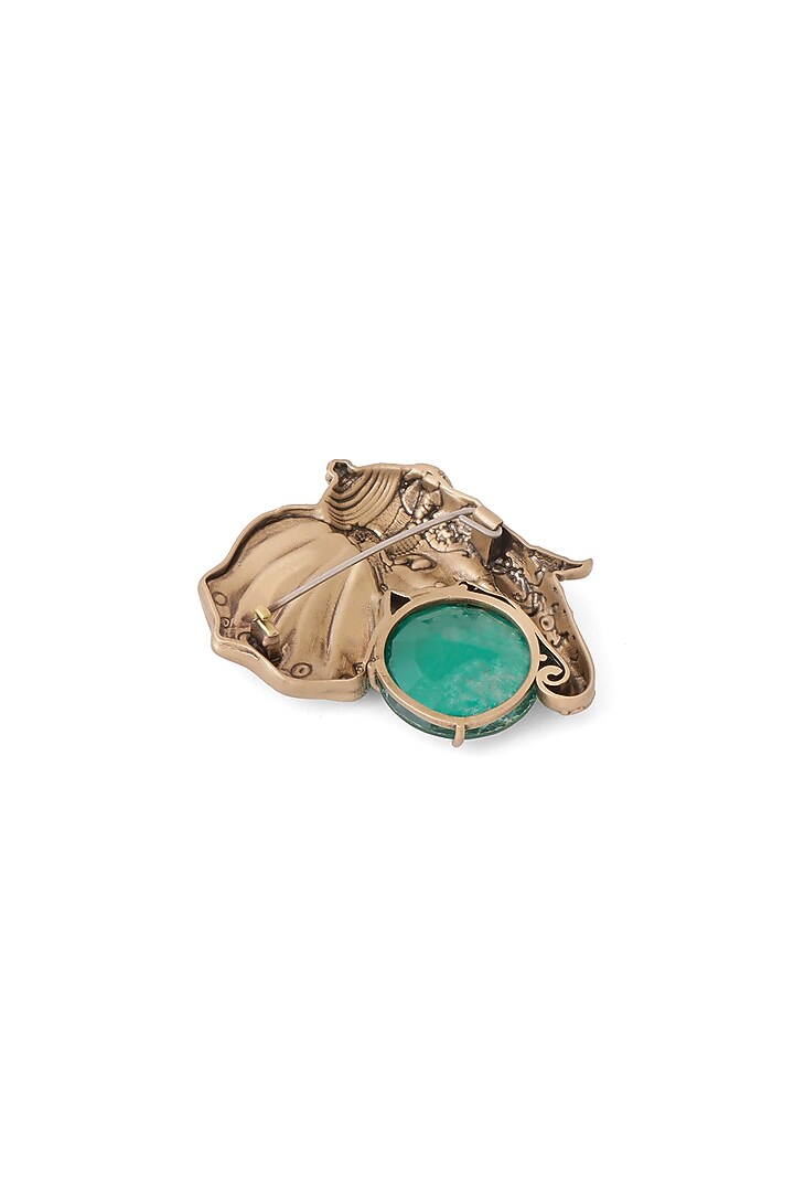 Oxidised Antique Gold Finish Brass Brooch by Cosa Nostraa at Pernia's Pop Up Shop