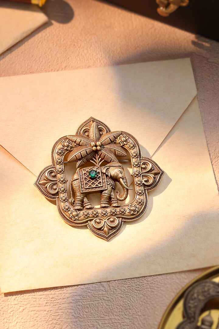 Oxidised Antique Gold Brass Brooch by Cosa Nostraa at Pernia's Pop Up Shop
