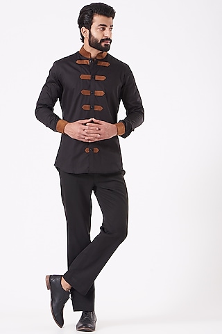 Black & Tan Giza Cotton Shirt by Cosa Nostraa