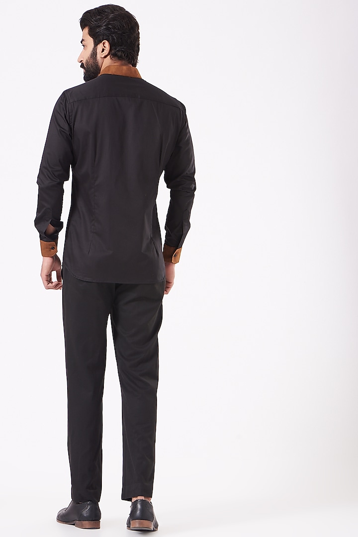 Black & Tan Giza Cotton Party Wear Shirt by Cosa Nostraa at Pernia's Pop Up Shop