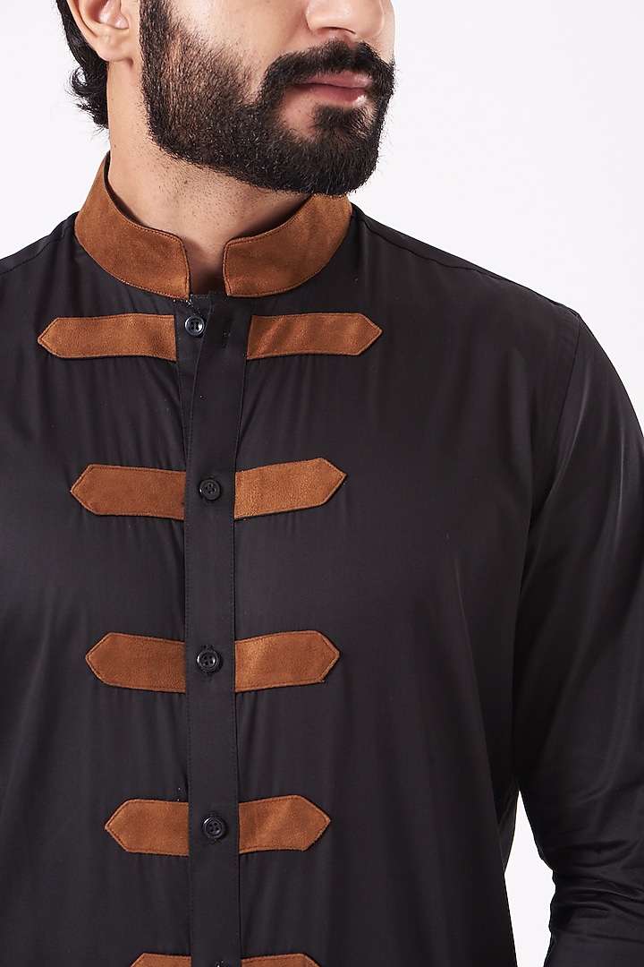 Black & Tan Giza Cotton Party Wear Shirt by Cosa Nostraa at Pernia's Pop Up Shop
