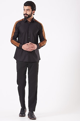 Black & Tan Cotton Shirt by Cosa Nostraa