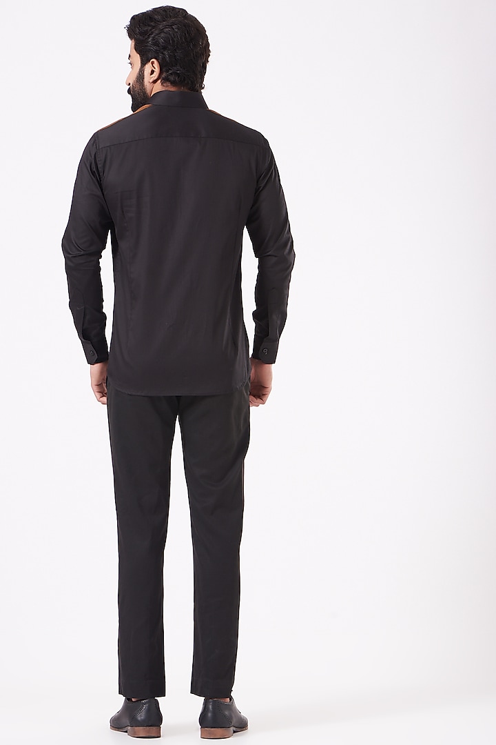 Black & Tan Cotton Party Wear Shirt by Cosa Nostraa at Pernia's Pop Up Shop