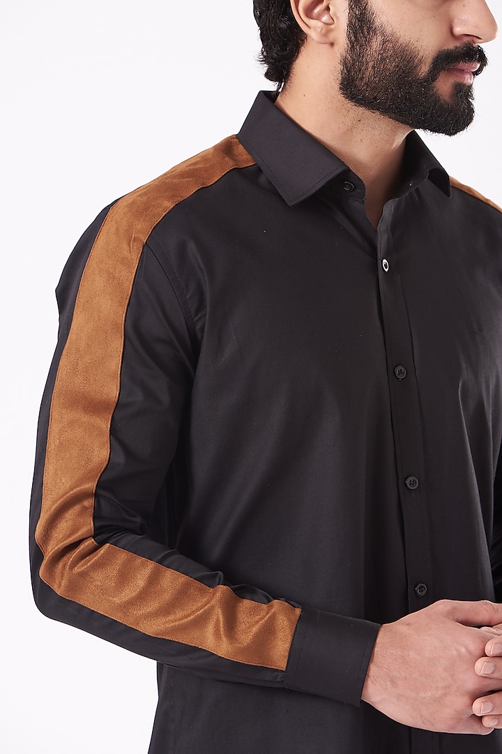 Black & Tan Cotton Party Wear Shirt by Cosa Nostraa at Pernia's Pop Up Shop