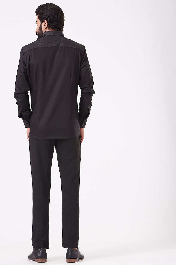Black Premium Glitter Party Wear Shirt by Cosa Nostraa at Pernia's Pop Up Shop