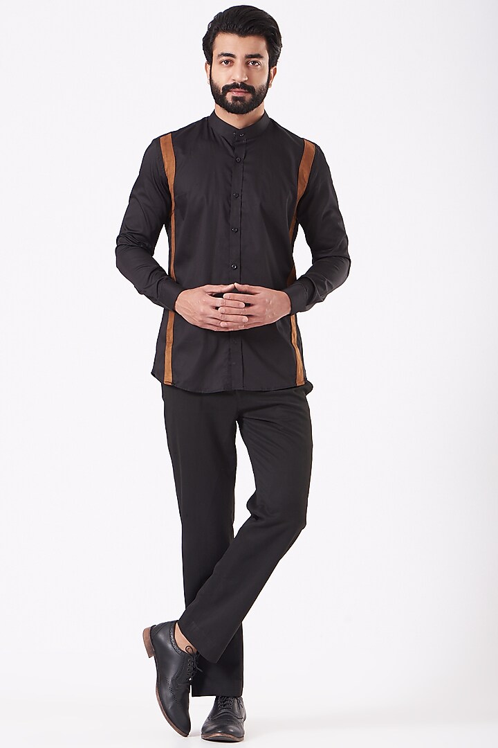 Black & Rust Giza Cotton Party Wear Shirt by Cosa Nostraa at Pernia's Pop Up Shop