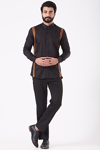 Black & Rust Giza Cotton Shirt by Cosa Nostraa