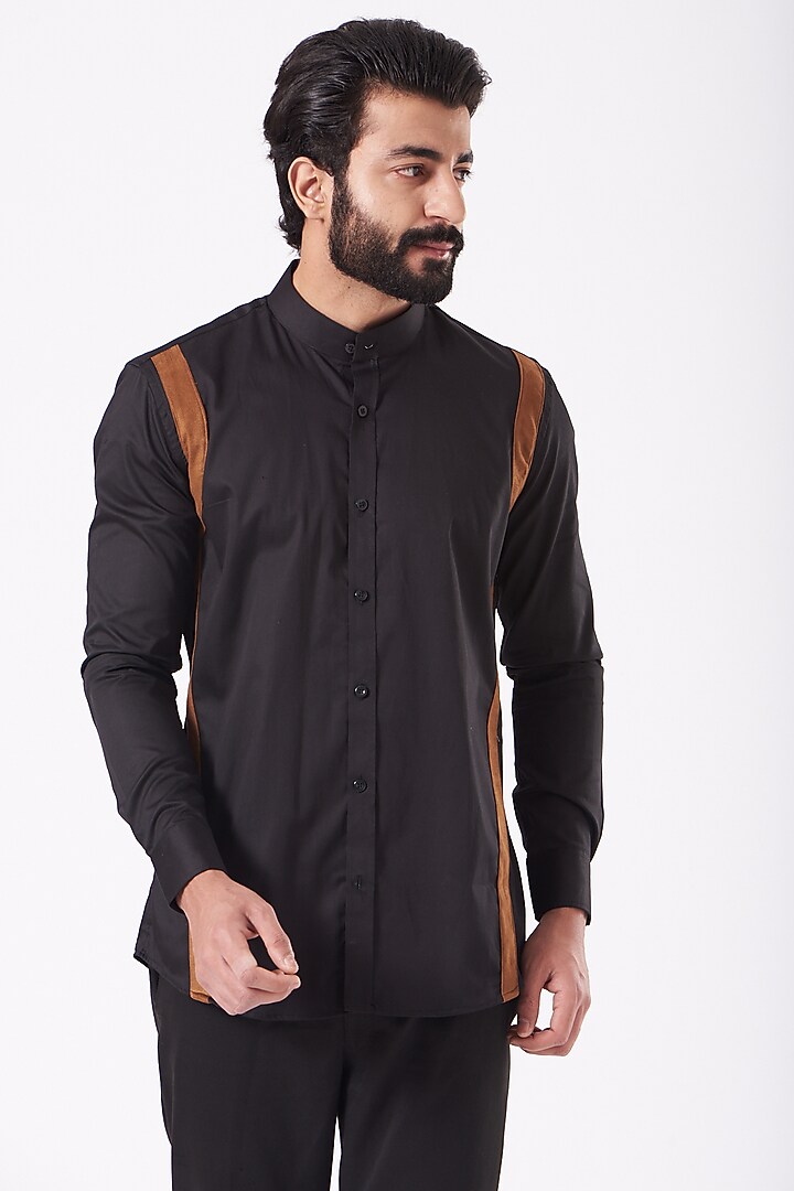 Black & Rust Giza Cotton Party Wear Shirt by Cosa Nostraa at Pernia's Pop Up Shop