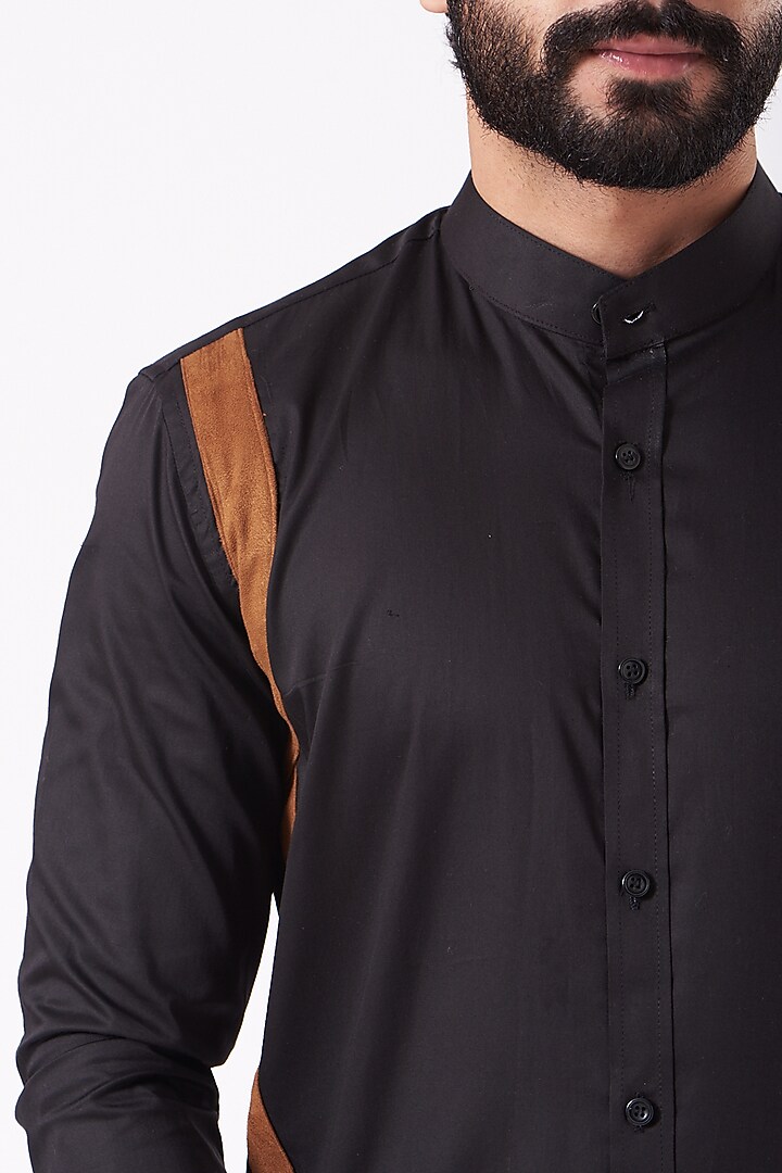 Black & Rust Giza Cotton Party Wear Shirt by Cosa Nostraa at Pernia's Pop Up Shop