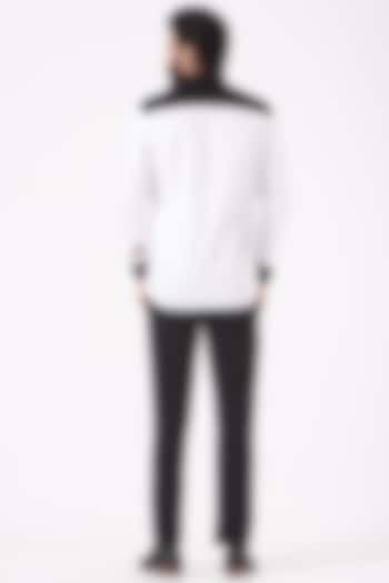 White & Black Giza Cotton Party Wear Shirt by Cosa Nostraa at Pernia's Pop Up Shop