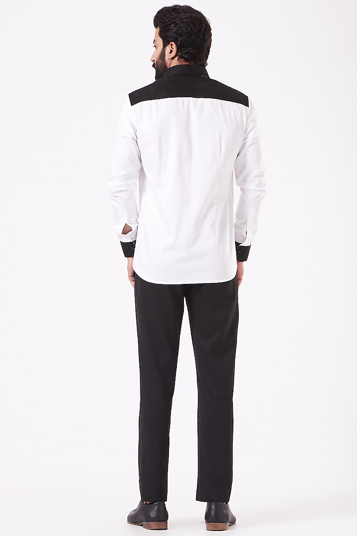 White & Black Giza Cotton Party Wear Shirt by Cosa Nostraa at Pernia's Pop Up Shop