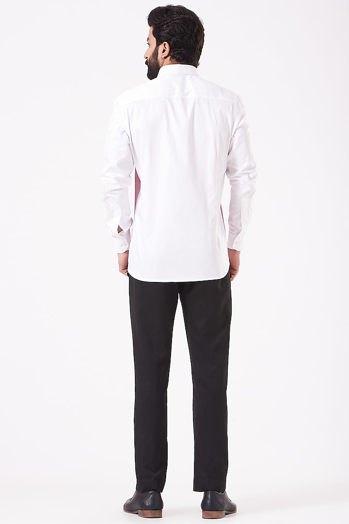 White & Pink Giza Cotton Shirt by Cosa Nostraa