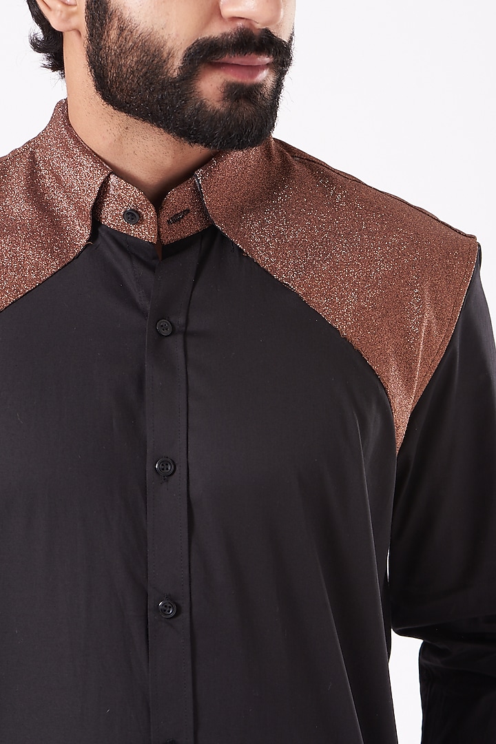 Black & Rust Premium Glitter Party Wear Shirt by Cosa Nostraa at Pernia's Pop Up Shop