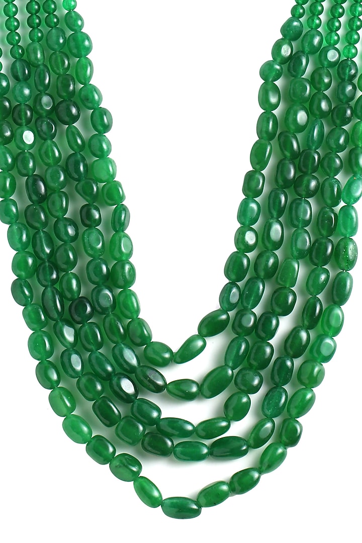 Green Glass Beaded Layered Mala by Cosa Nostraa at Pernia's Pop Up Shop