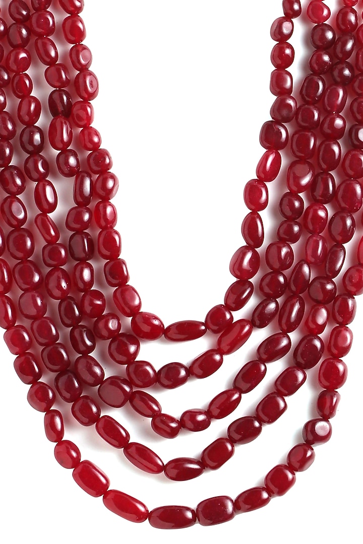 Red Glass Beaded Layered Mala by Cosa Nostraa at Pernia's Pop Up Shop