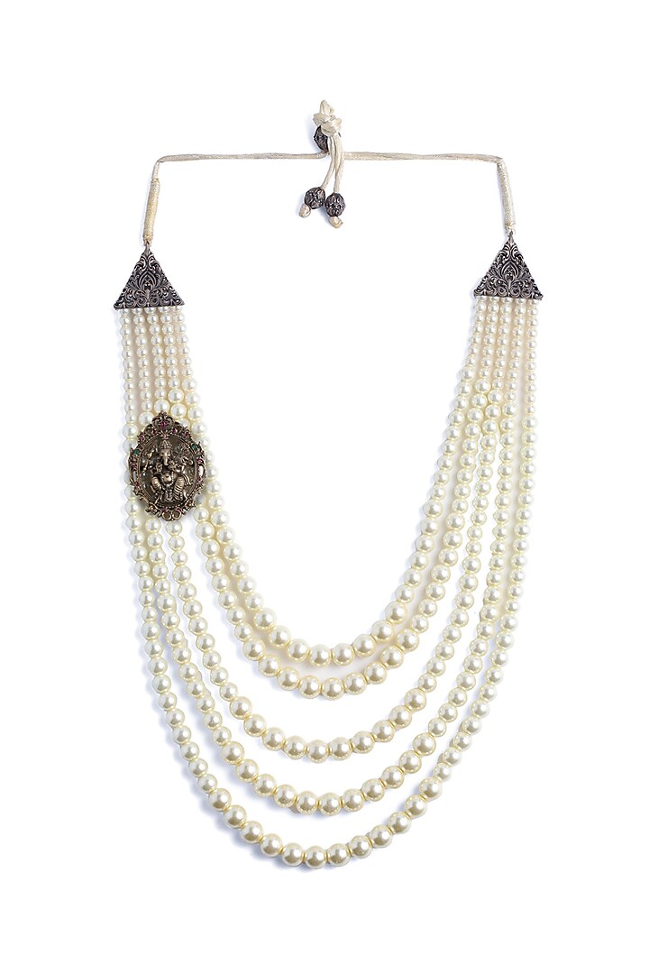 White Pearl Beaded Layered Mala by Cosa Nostraa at Pernia's Pop Up Shop