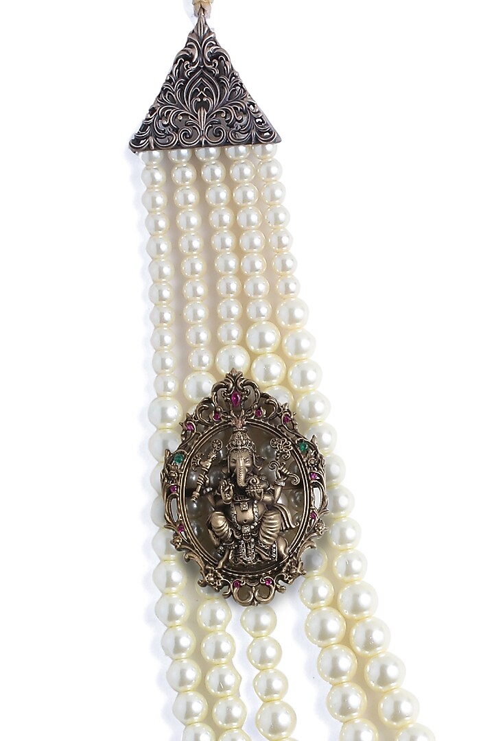 White Pearl Beaded Layered Mala by Cosa Nostraa at Pernia's Pop Up Shop