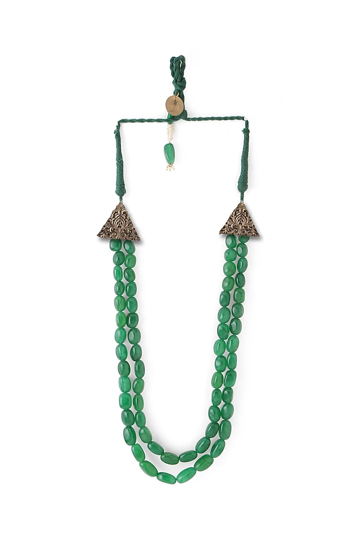 Green Glass Beaded Layered Mala by Cosa Nostraa at Pernia's Pop Up Shop