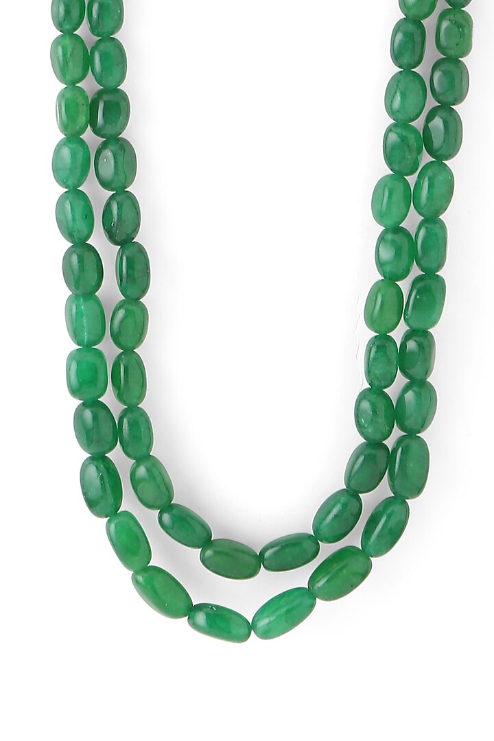 Green Glass Beaded Layered Mala by Cosa Nostraa at Pernia's Pop Up Shop