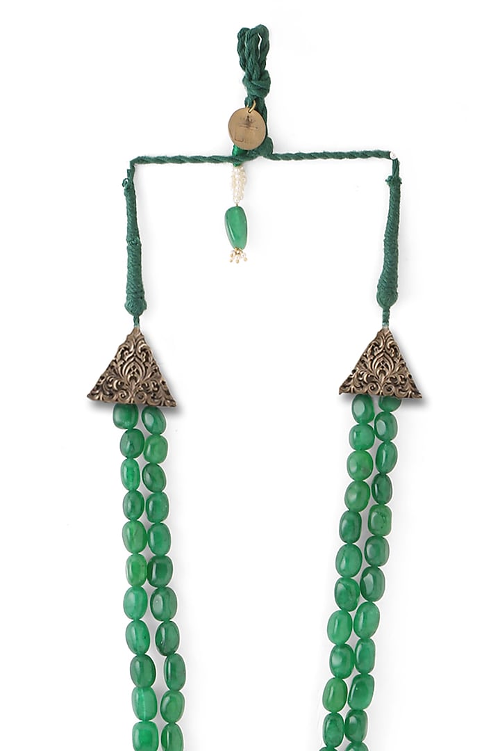 Green Glass Beaded Layered Mala by Cosa Nostraa at Pernia's Pop Up Shop