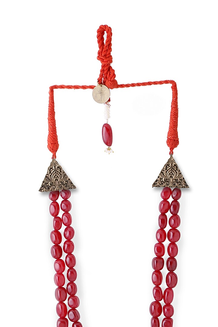 Red Glass Beaded Layered Mala by Cosa Nostraa at Pernia's Pop Up Shop