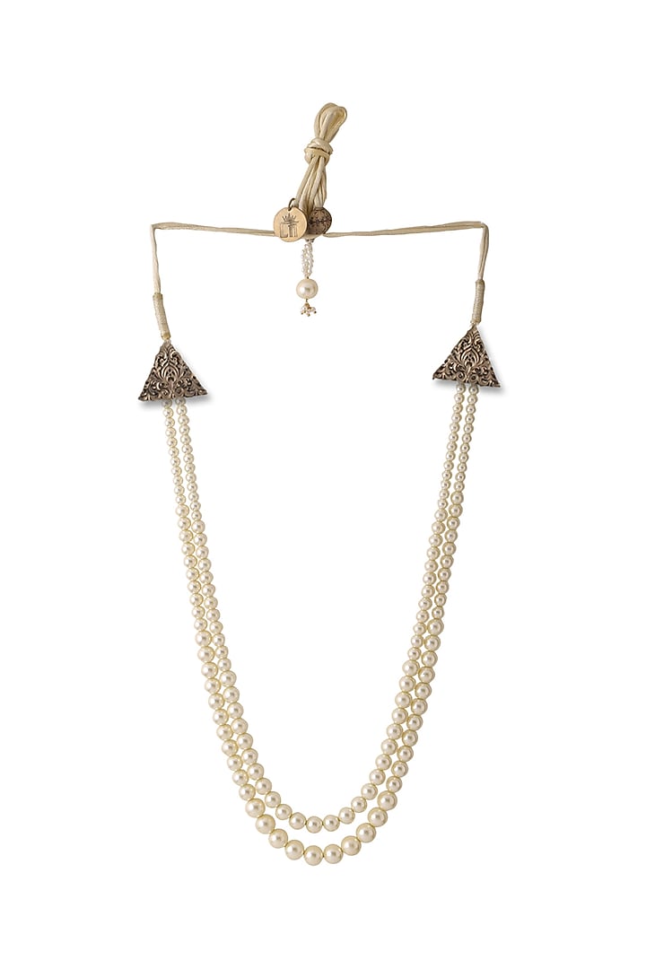 White Pearl Beaded Layered Mala by Cosa Nostraa at Pernia's Pop Up Shop