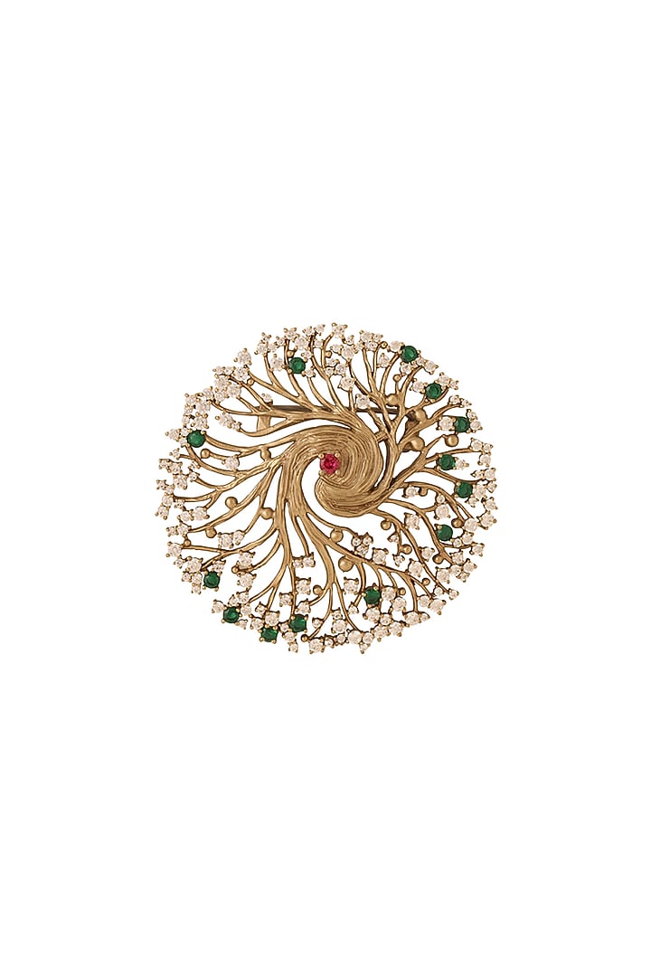 Antique Gold Finish Brass Tree Of Life Brooch by Cosa Nostraa at Pernia's Pop Up Shop
