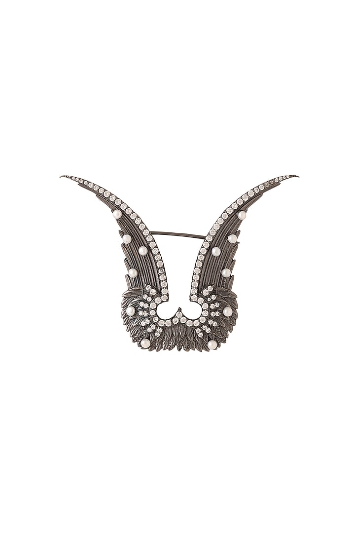 Antique Black Finish Brass Inverted Garuda Brooch by Cosa Nostraa at Pernia's Pop Up Shop