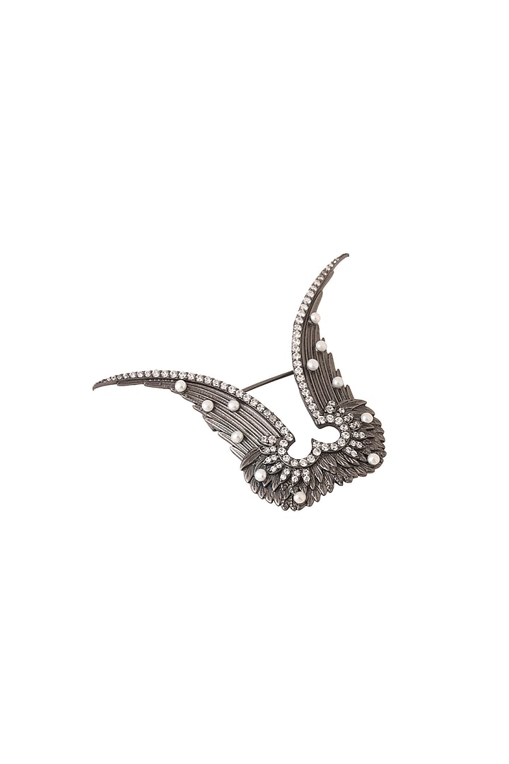 Antique Black Finish Brass Inverted Garuda Brooch by Cosa Nostraa at Pernia's Pop Up Shop