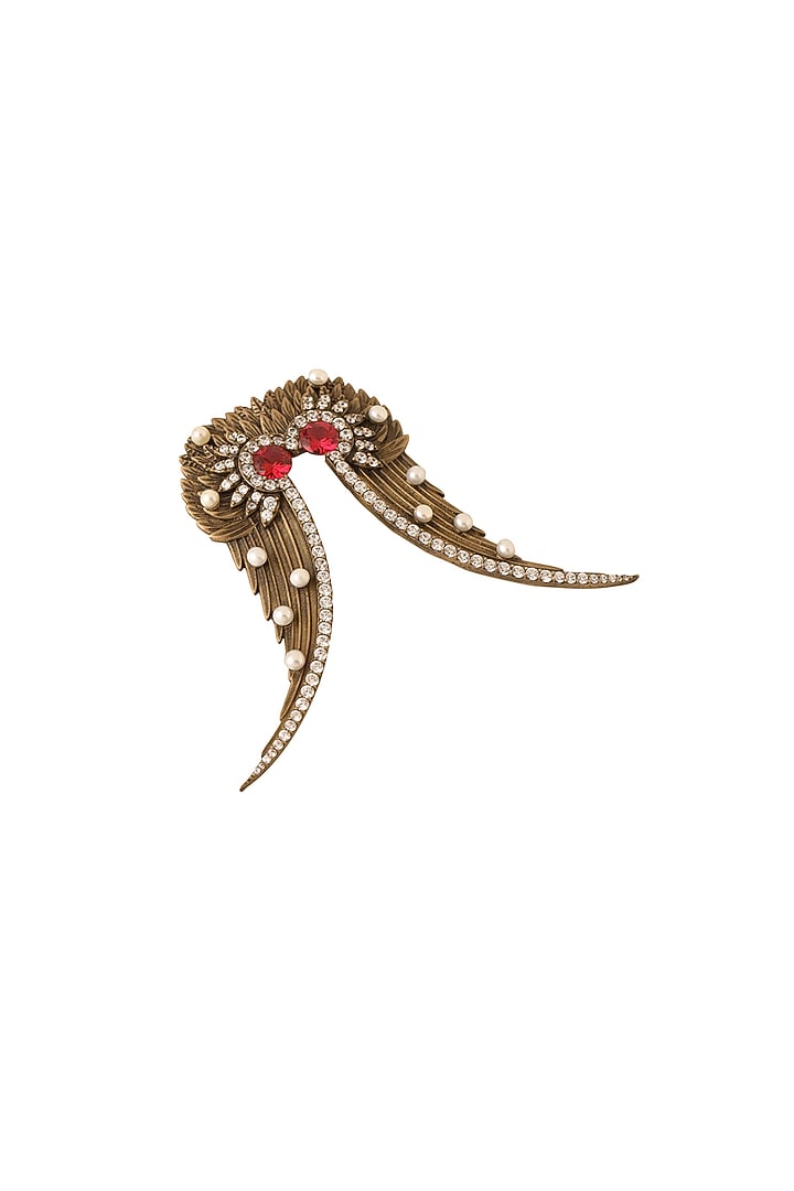 Antique Gold Finish Abstract Owl Brooch by Cosa Nostraa at Pernia's Pop Up Shop