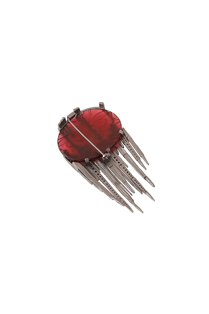 Antique Black Finish Red Dangler Brooch by Cosa Nostraa at Pernia's Pop Up Shop