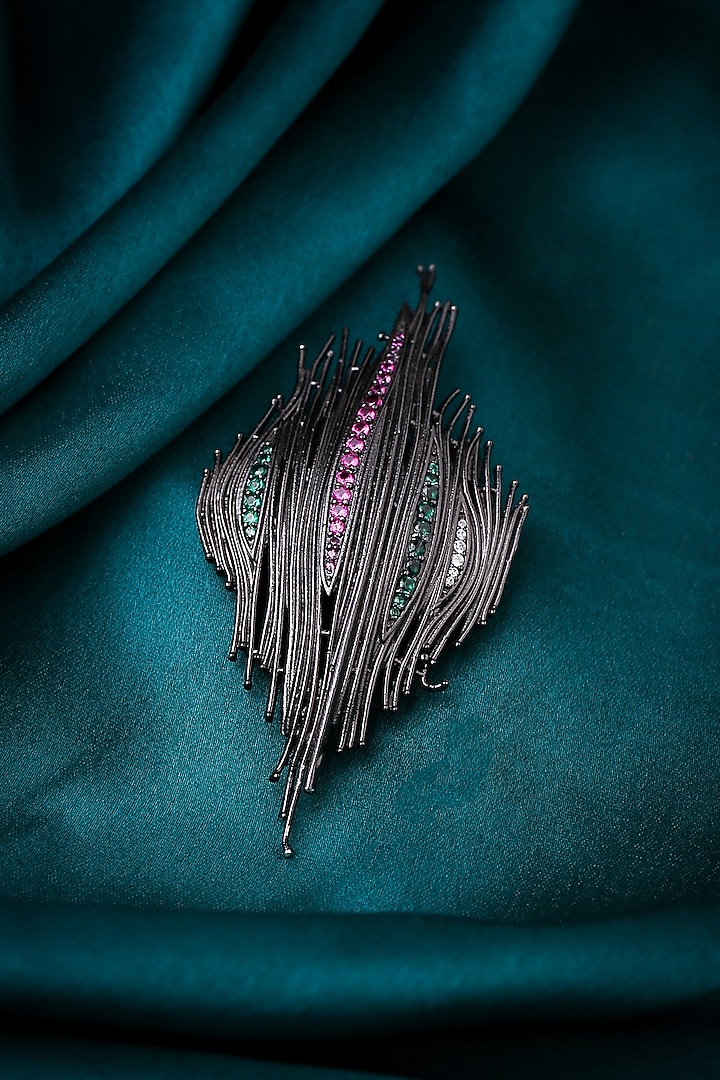 Antique Black Finish Brass Brooch by Cosa Nostraa at Pernia's Pop Up Shop